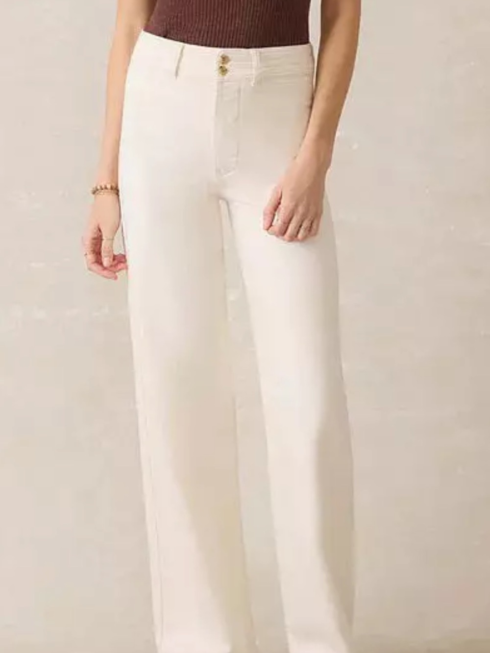 Faherty Cream High-Waisted Écru Stretch Jean